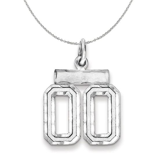 Silver, Varsity Collection, Small D/C Number 00 Necklace - 18 In - Picture 1 of 7